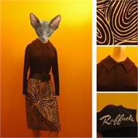 Black mod dress, with collar and (almost!) animal print skirt