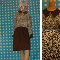 Brown and beige mod dress with collar